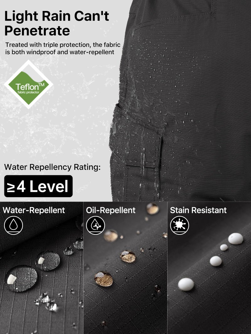 FREE SOLDIER Men's Water Resistant Pants Relaxed Fit Tactical Combat Army Cargo Work Pants with Multi Pocket (Black 32W x 32L) - Image 2